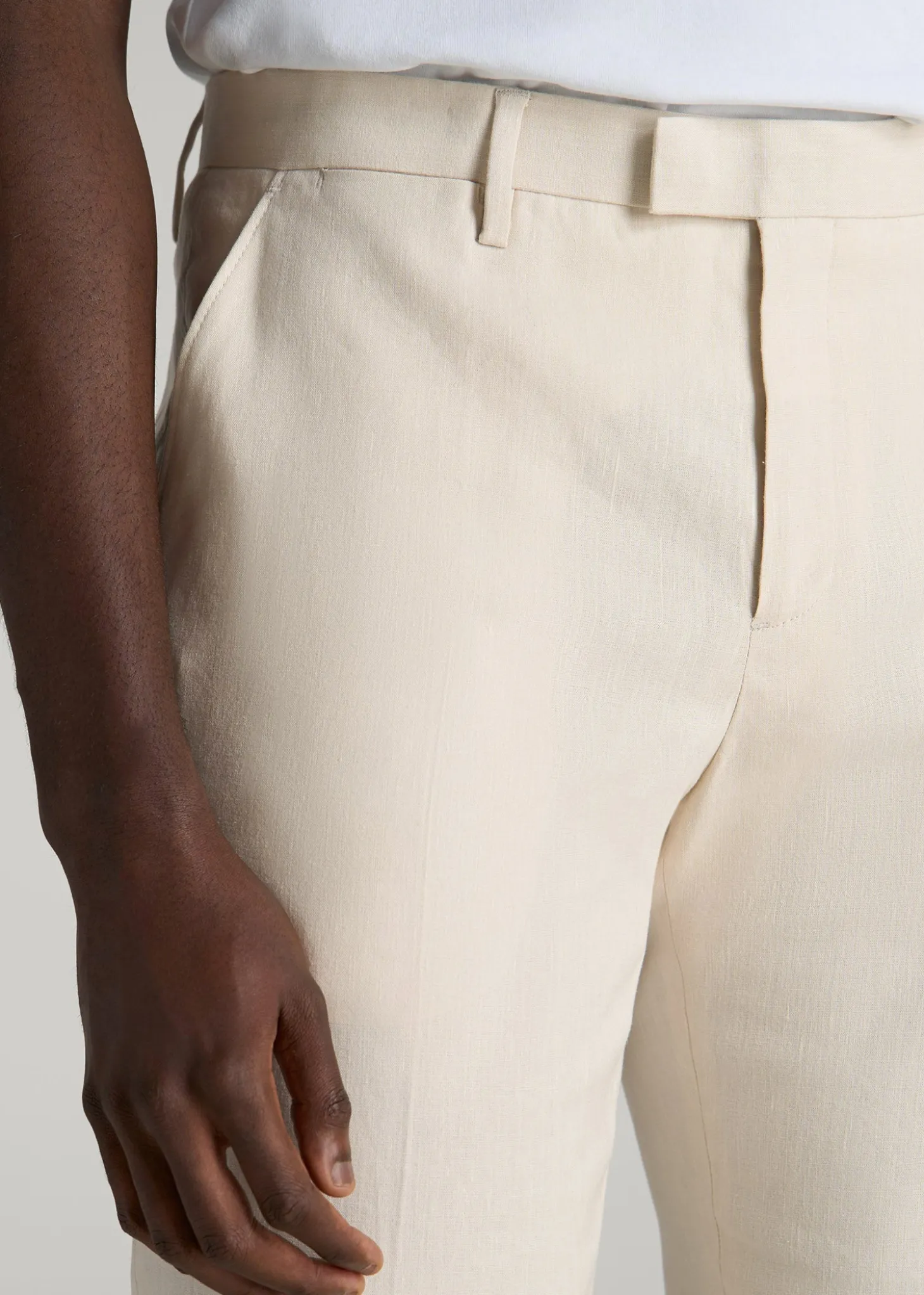 Stretch Linen Dress Pants for Tall Men