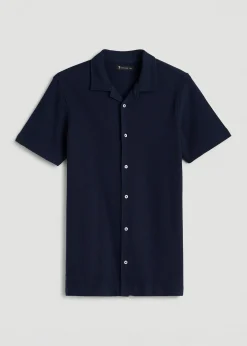 Terry Cotton Polo Cardigan for Tall Men