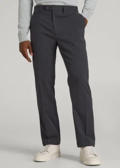 Textured Garment Washed Stretch Cotton Suit Pants for Tall Men
