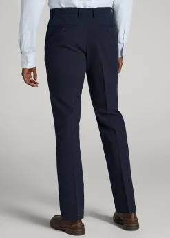 Textured Garment Washed Stretch Cotton Suit Pants for Tall Men