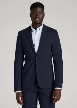 Textured Garment Washed Stretch Cotton Blazer for Tall Men