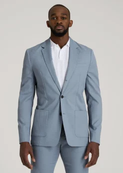Textured Garment Washed Stretch Cotton Blazer for Tall Men