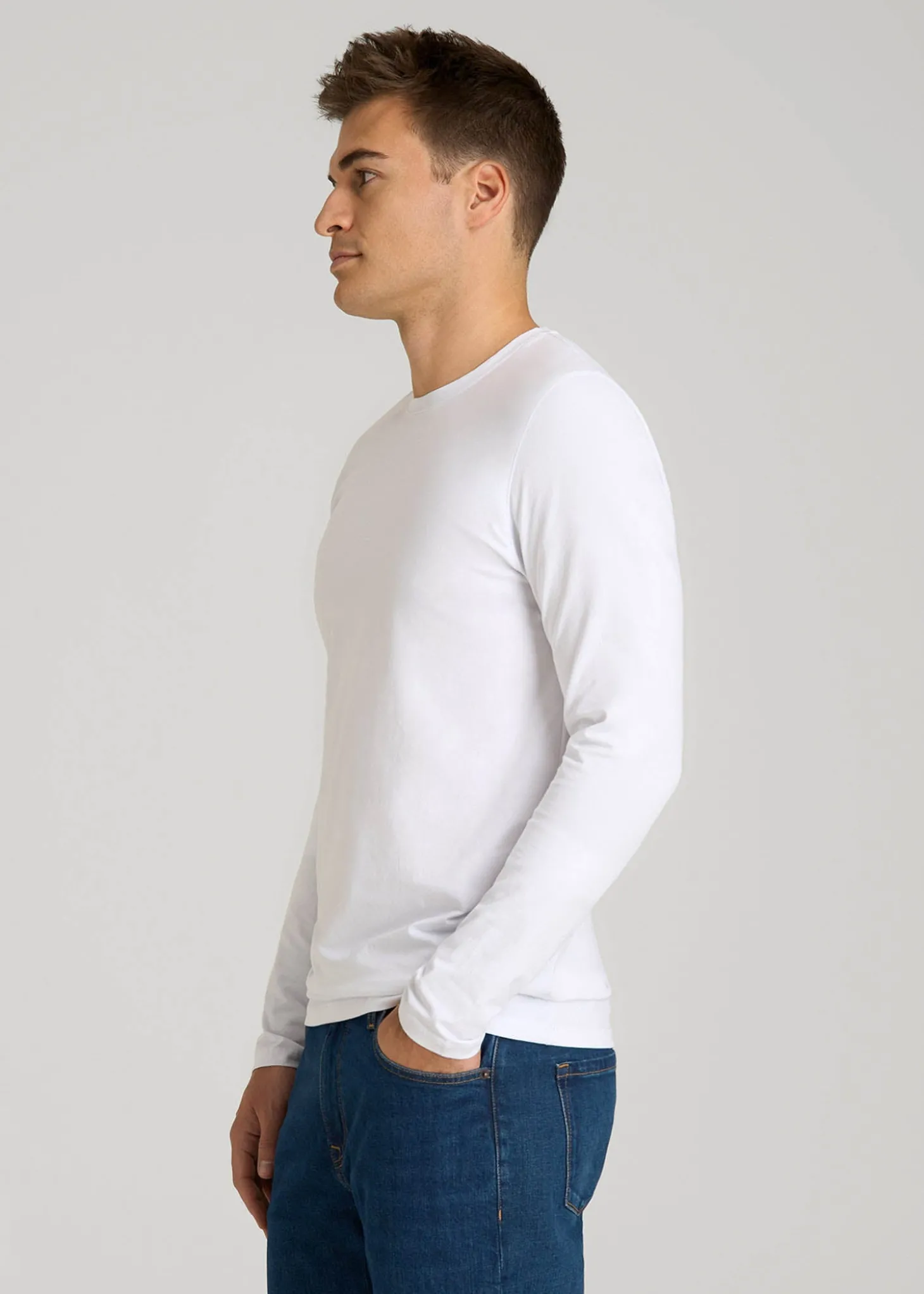 The Essential Modern Fit Crewneck Long Sleeve Tee for Tall Men