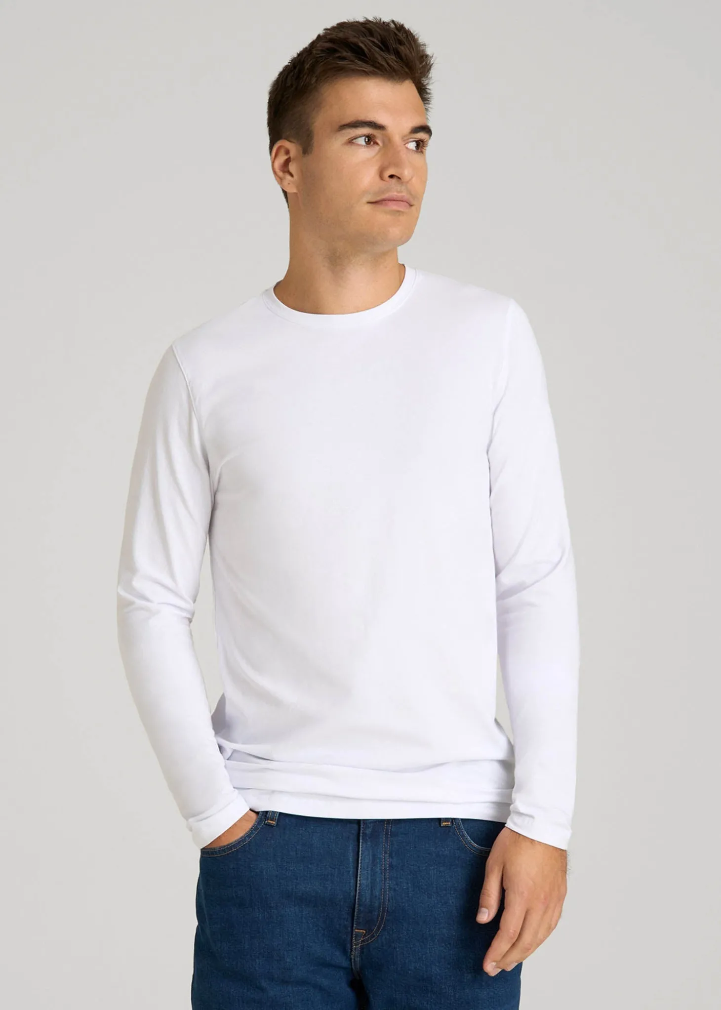 The Essential Modern Fit Crewneck Long Sleeve Tee for Tall Men