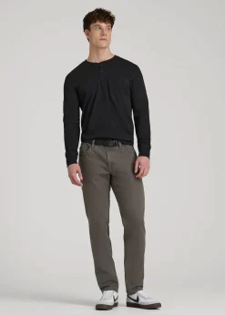 Three-Button Long Sleeve Slub Henley for Tall Men