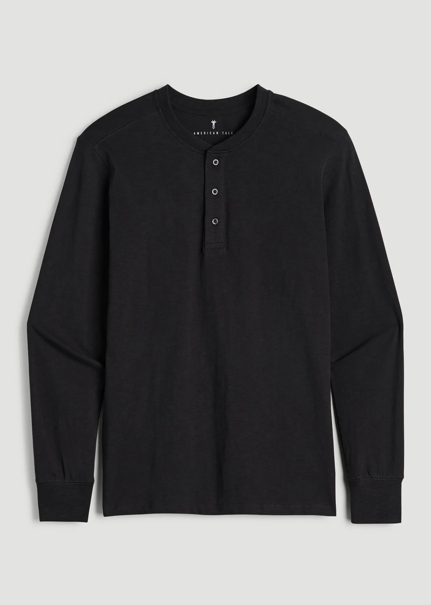 Three-Button Long Sleeve Slub Henley for Tall Men