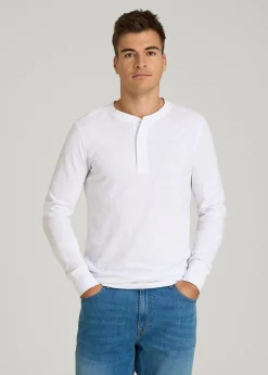 Three-Button Long Sleeve Slub Henley for Tall Men