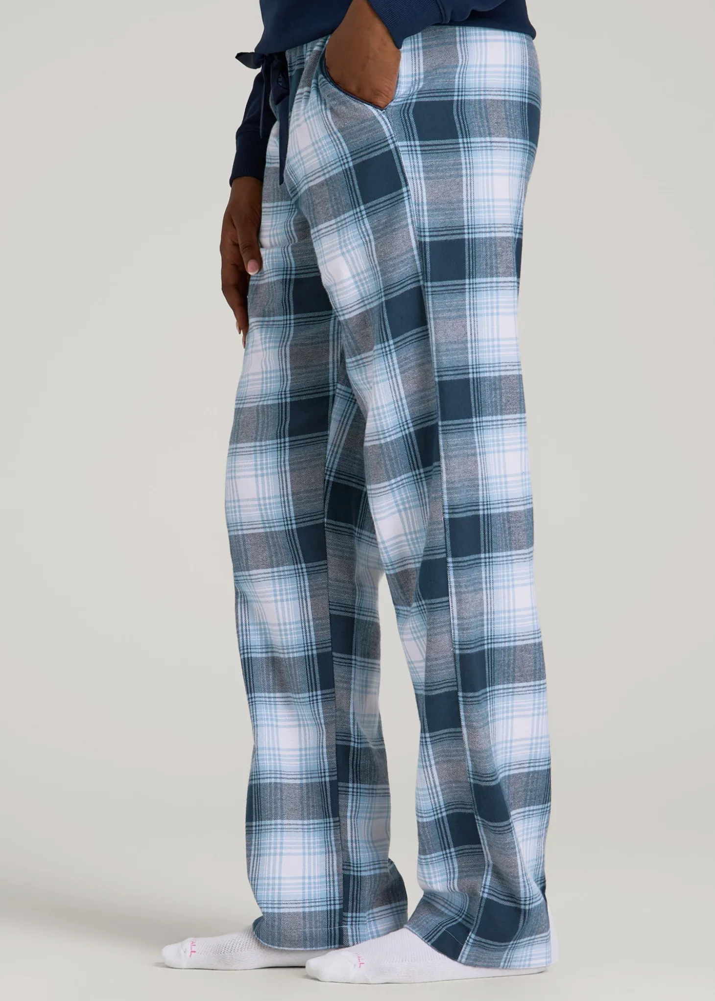 Tie Waist Flannel Pajama Pants for Tall Women