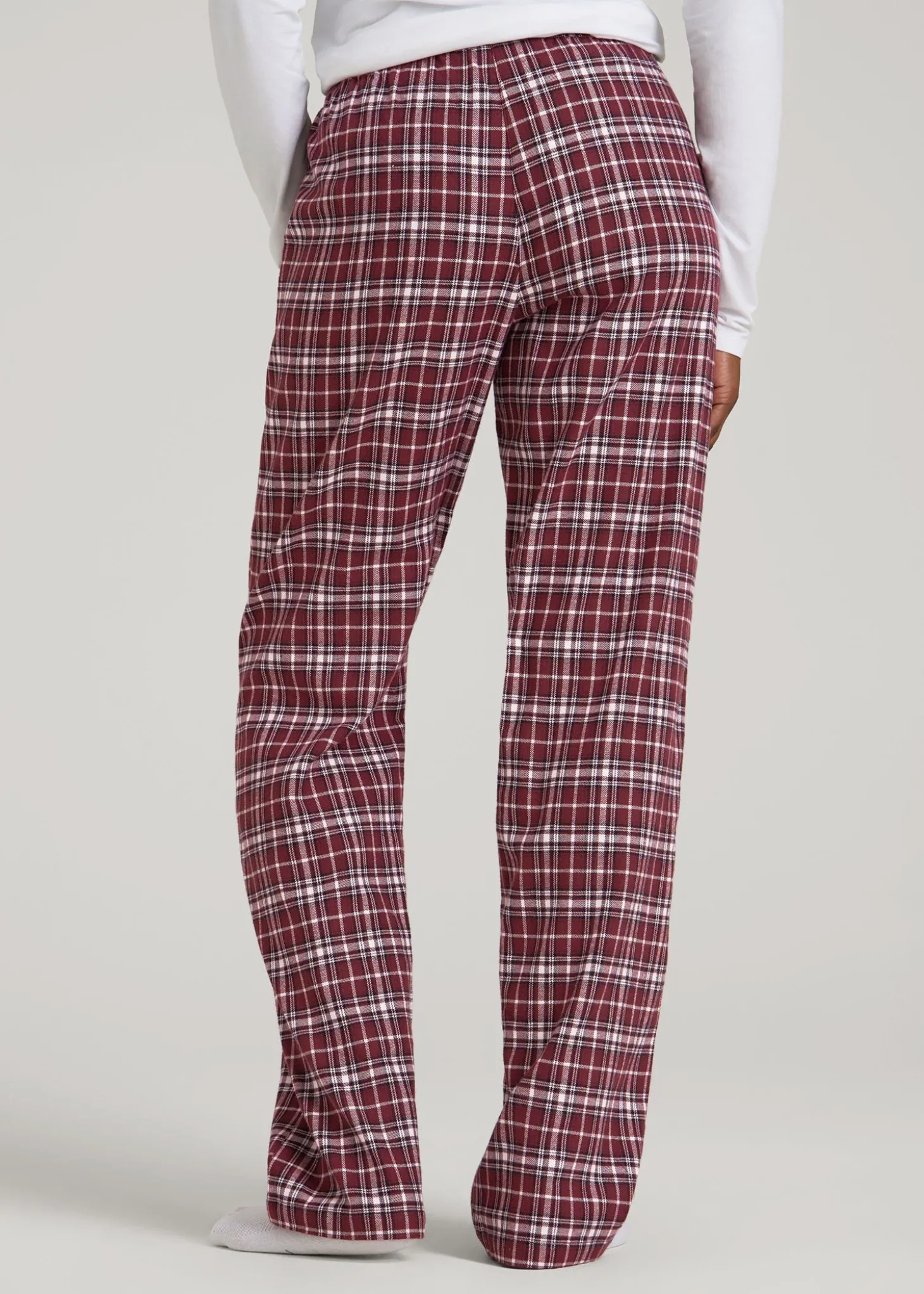 Tie Waist Flannel Pajama Pants for Tall Women
