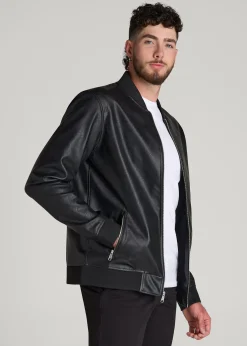 True Touch Leather Bomber Jacket for Tall Men