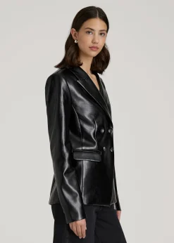 True Touch Leather Double Breasted Blazer for Tall Women
