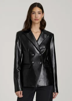 True Touch Leather Double Breasted Blazer for Tall Women