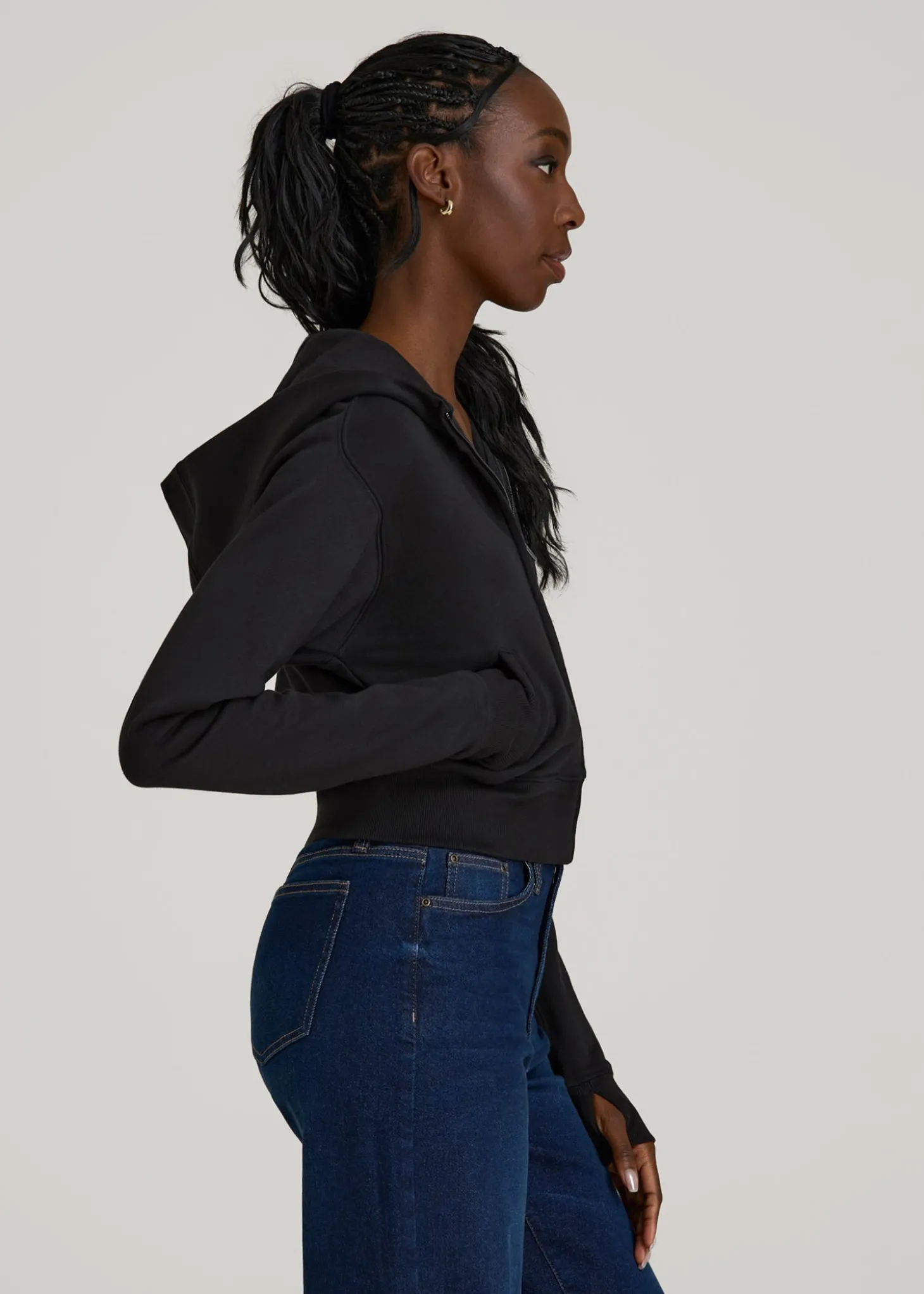Wearever Fleece Cropped Zip-Up Hoodie for Tall Women