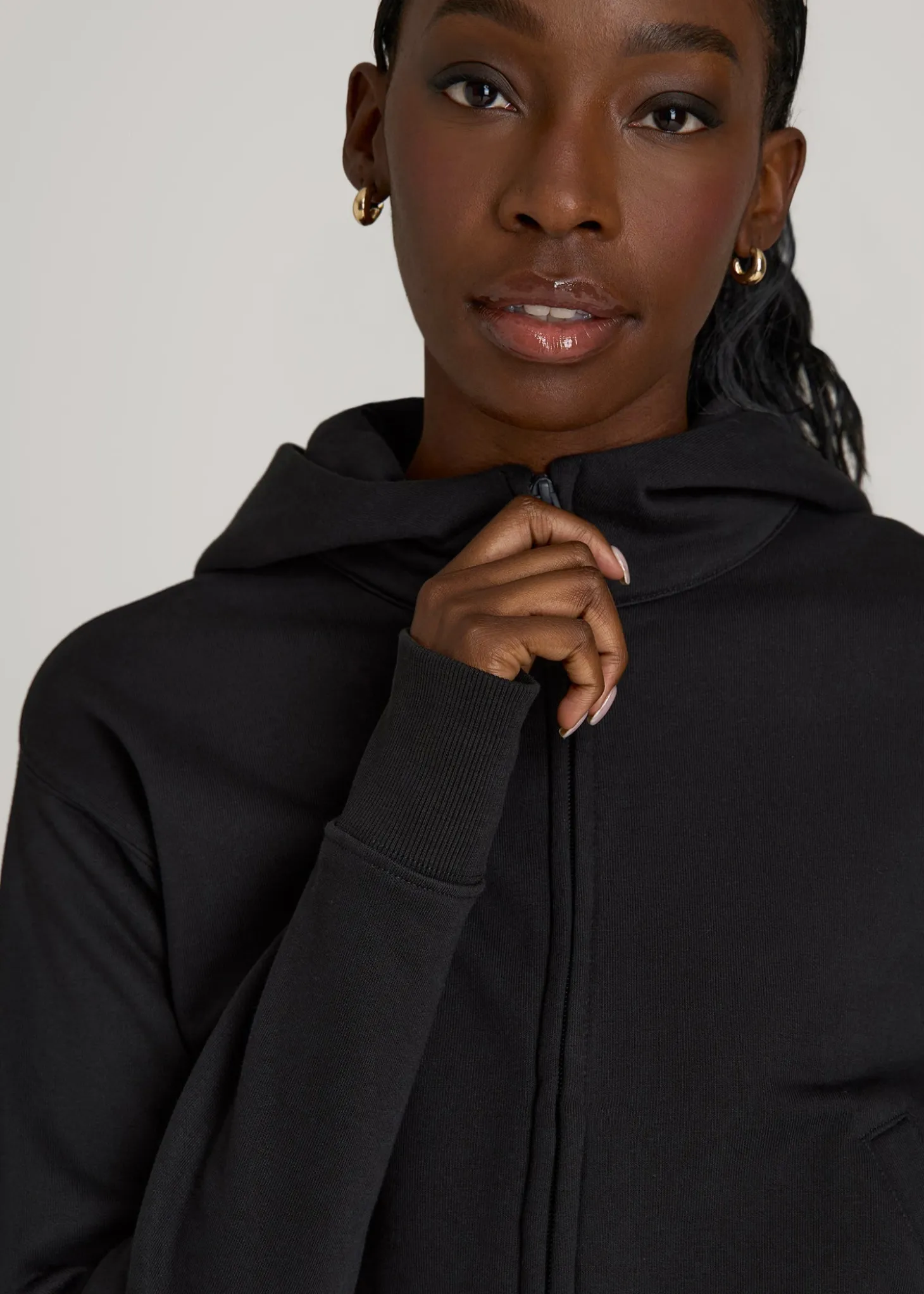 Wearever Fleece Cropped Zip-Up Hoodie for Tall Women