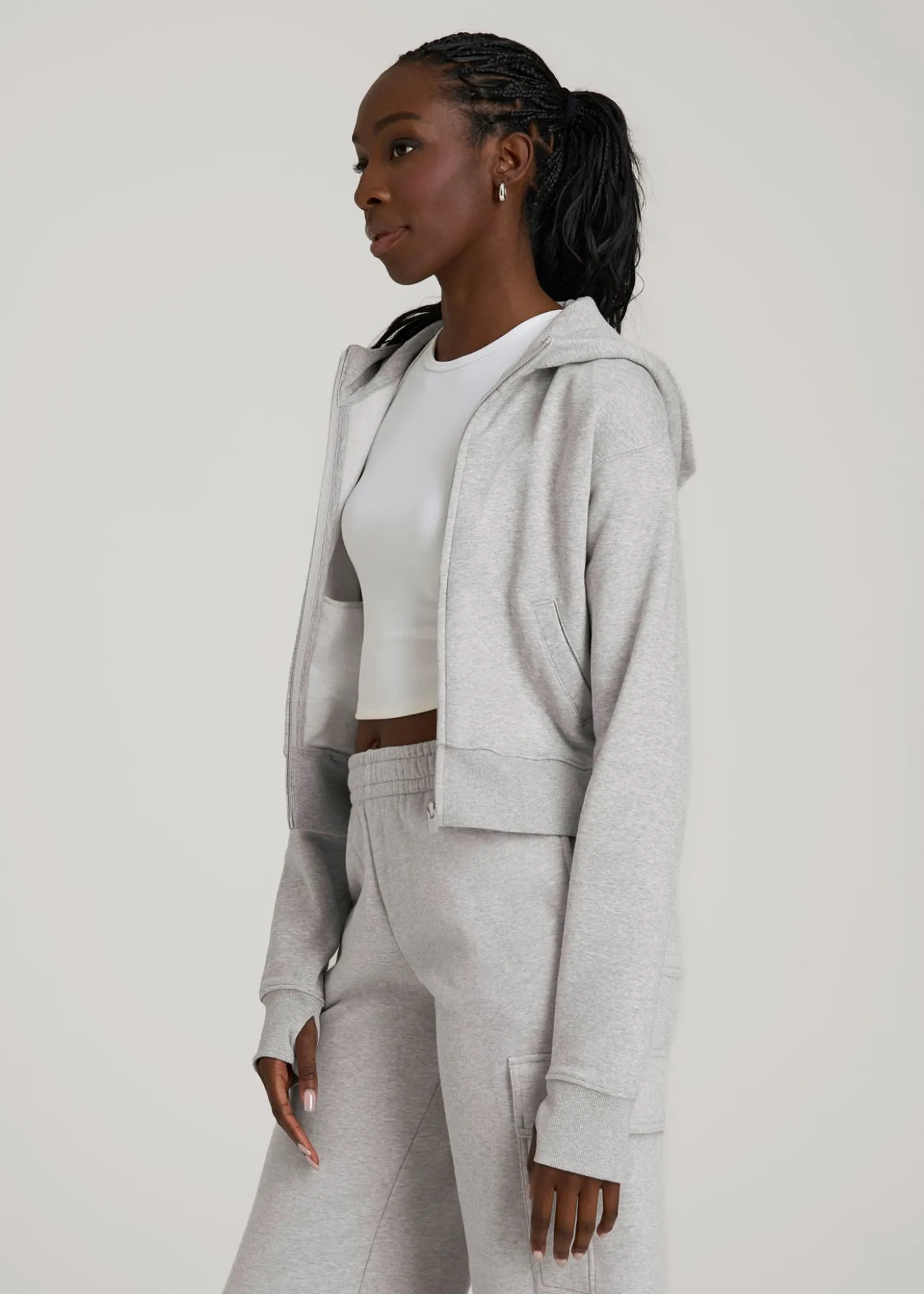 Wearever Fleece Cropped Zip-Up Hoodie for Tall Women