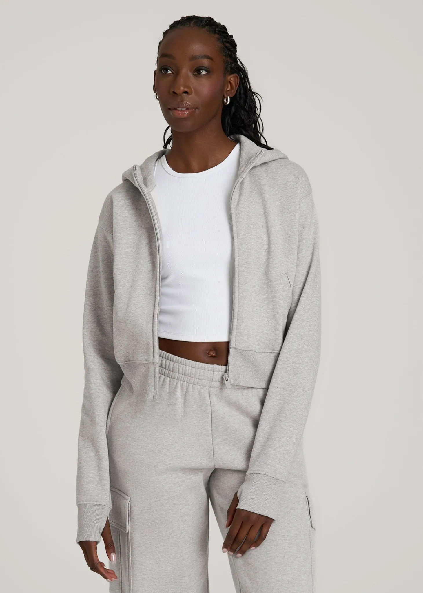 Wearever Fleece Cropped Zip-Up Hoodie for Tall Women