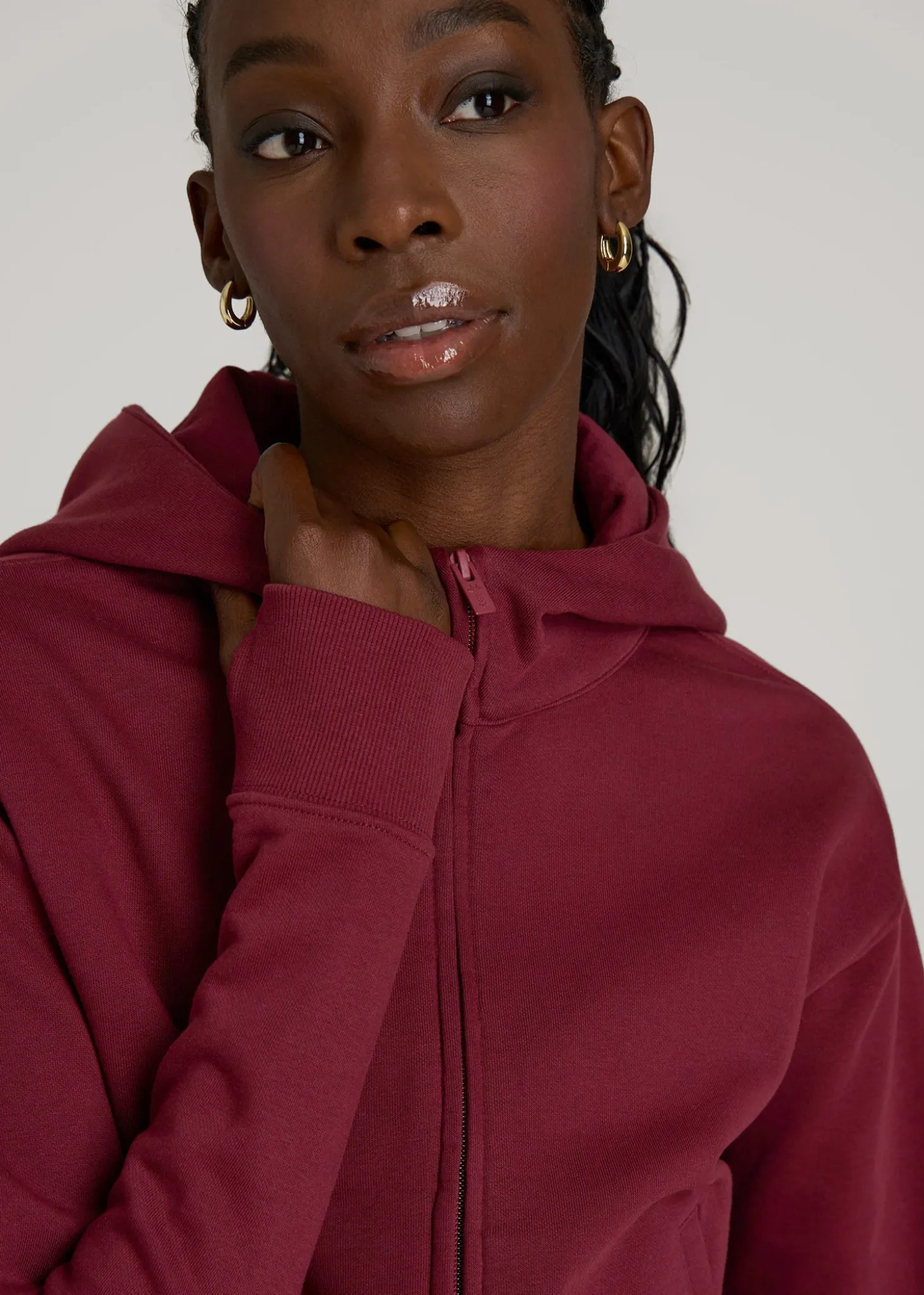 Wearever Fleece Cropped Zip-Up Hoodie for Tall Women