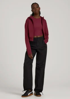 Wearever Fleece Cropped Zip-Up Hoodie for Tall Women