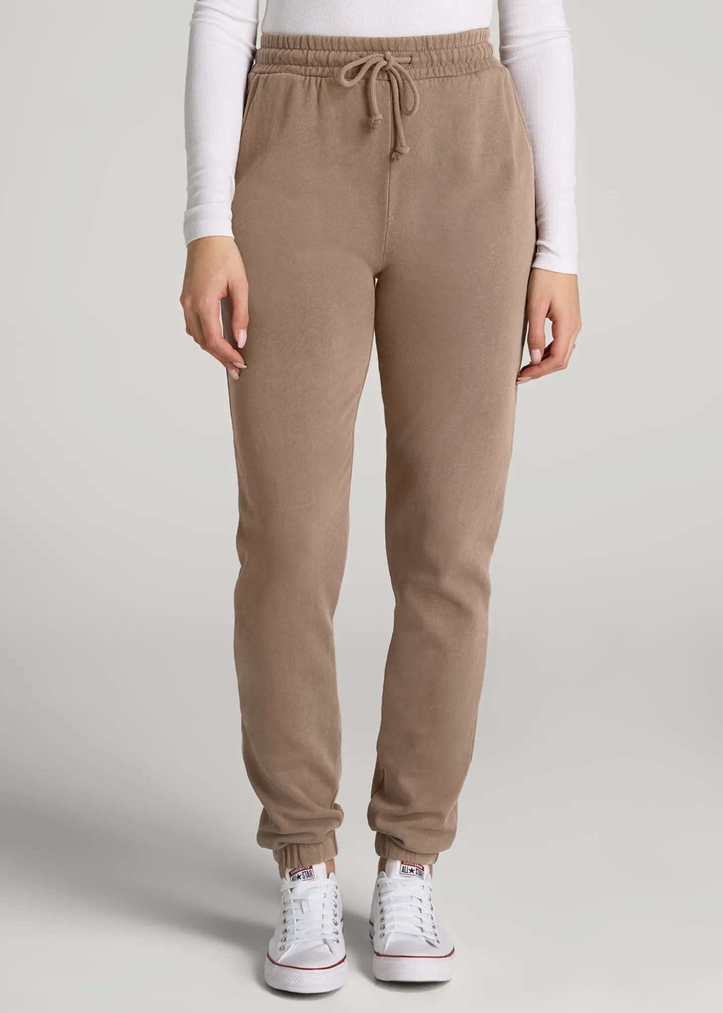 Wearever Fleece Slim Fit High-Waisted Garment Dye Sweatpants for Tall Women