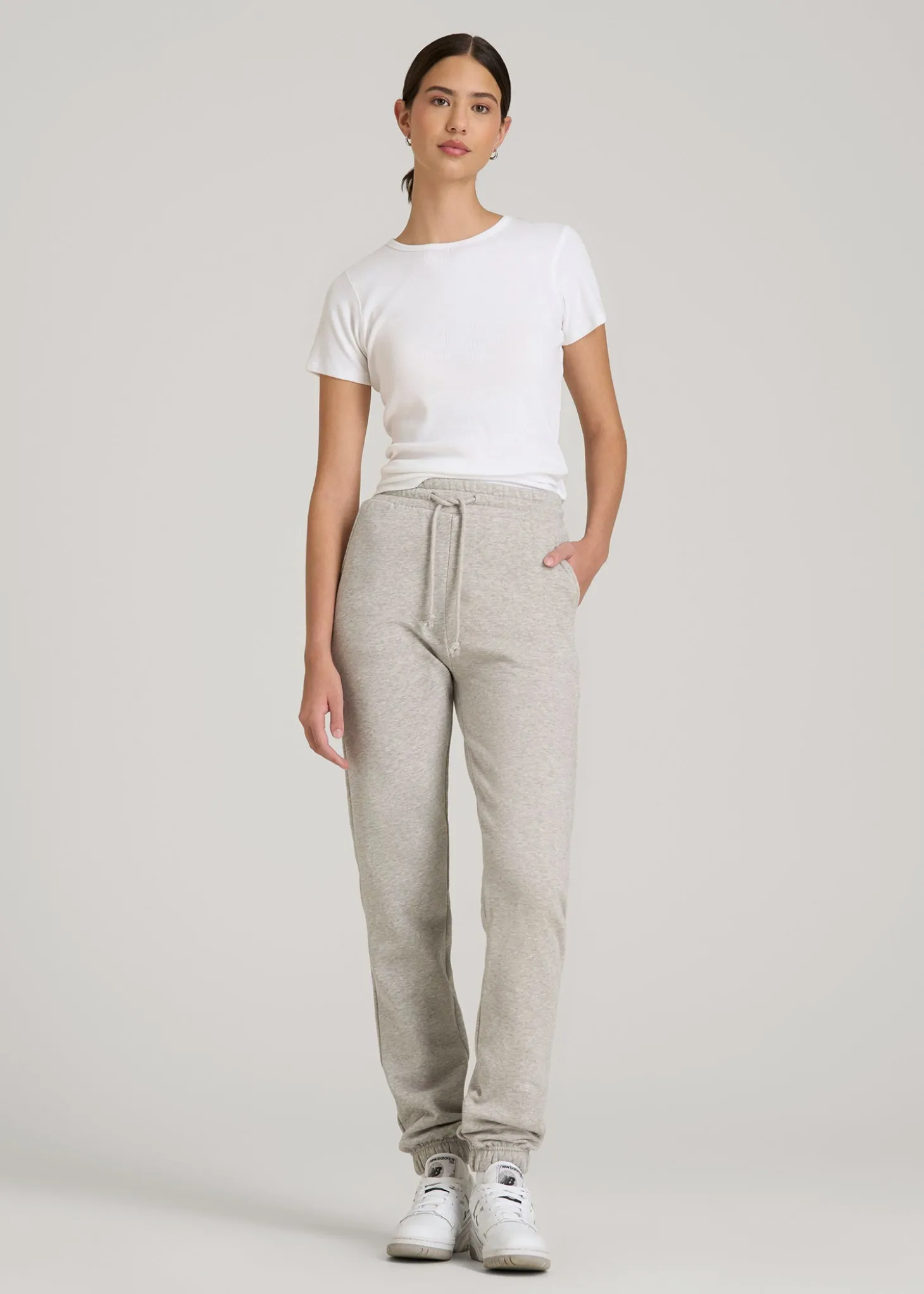 Wearever Fleece Slim Fit High-Waisted Garment Dye Sweatpants for Tall Women