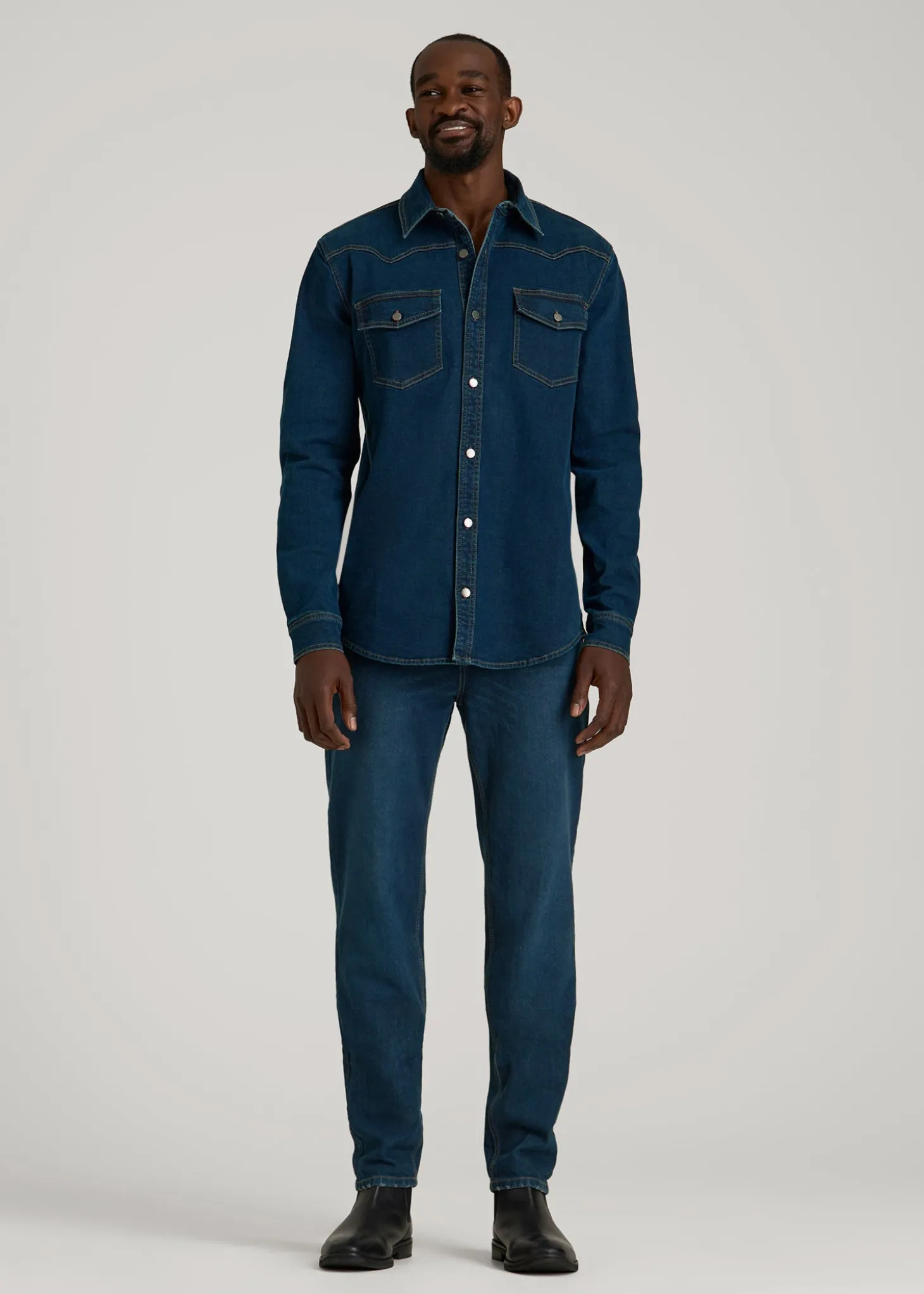 Western Denim Shirt for Tall Men