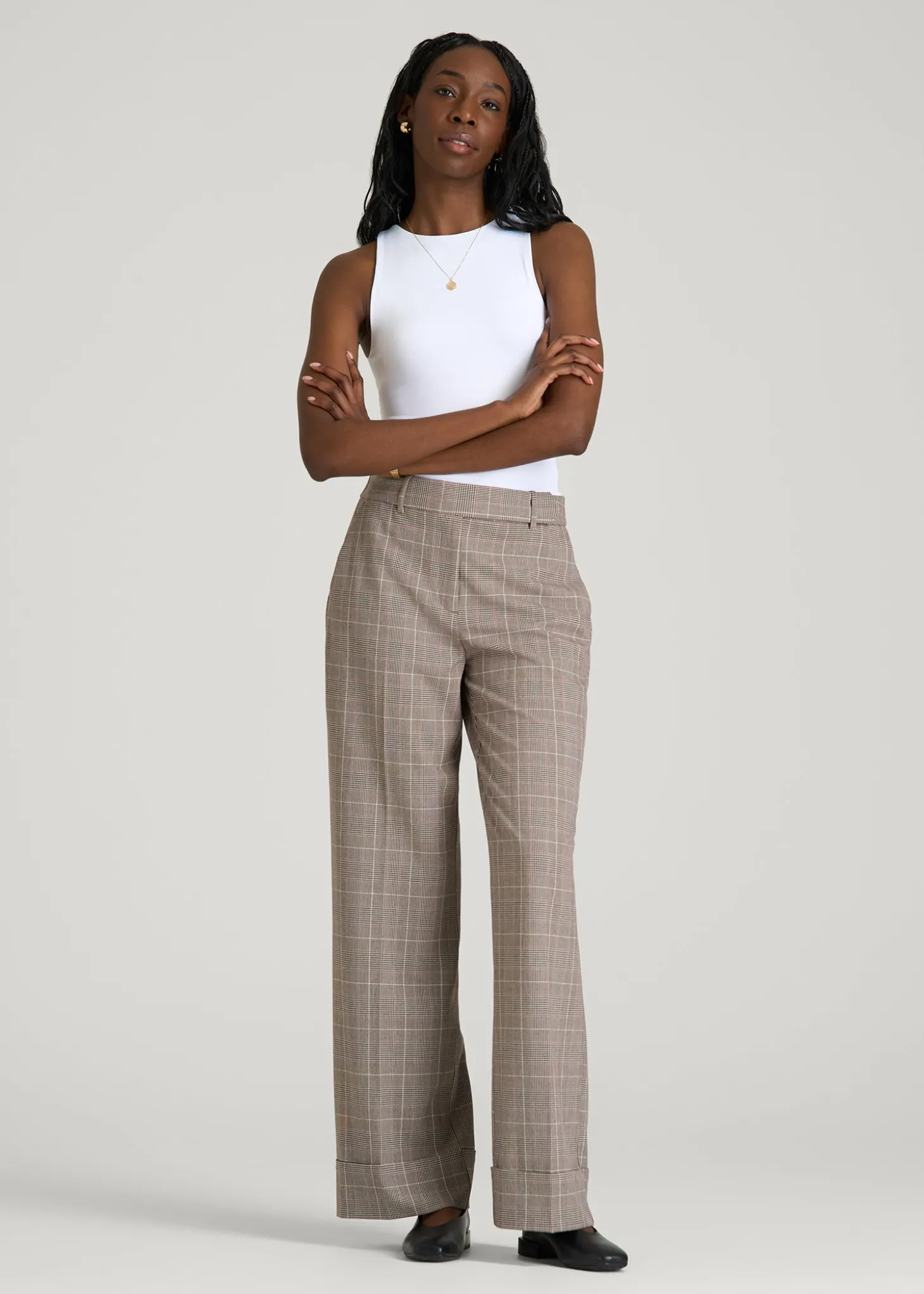 Wide-Leg Cuffed Pants for Tall Women