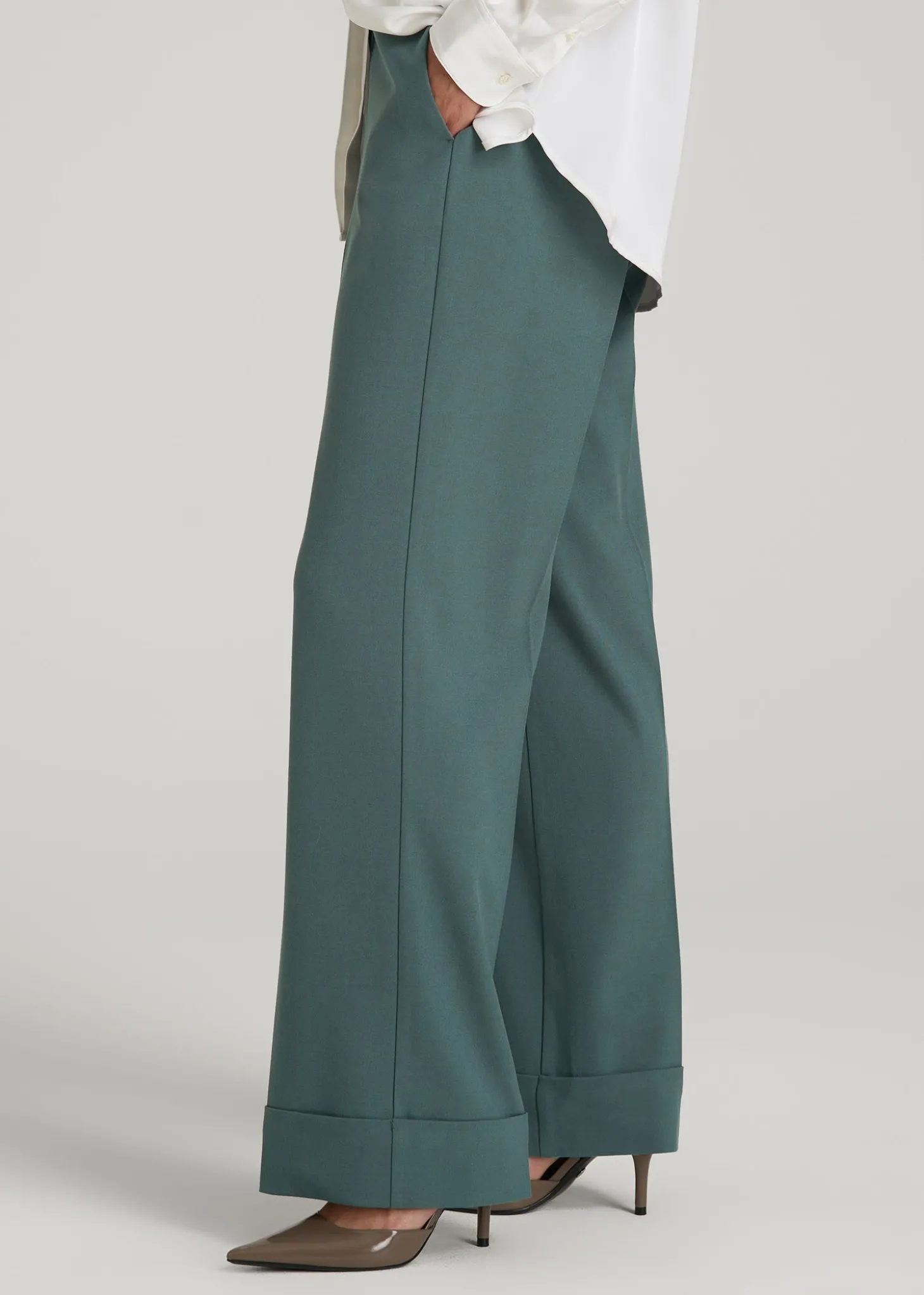 Wide-Leg Cuffed Pants for Tall Women
