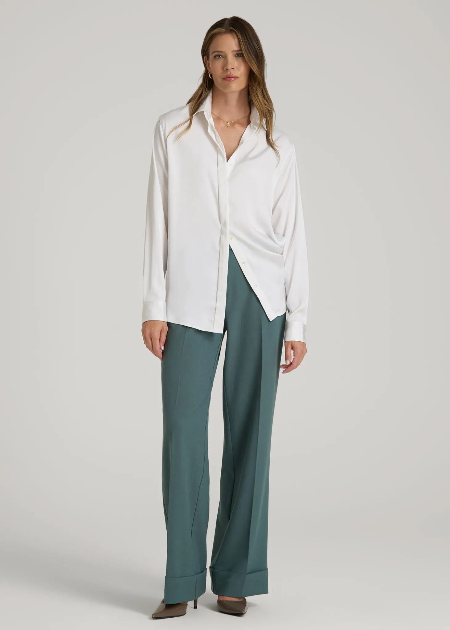 Wide-Leg Cuffed Pants for Tall Women